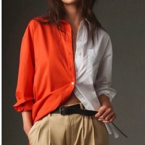Anthropologie Maeve Cotton Oversized Shirt size XSP